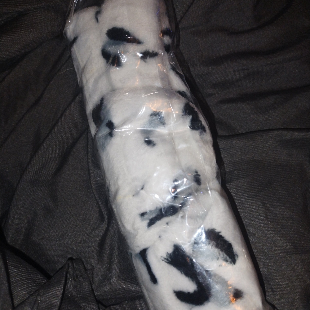 Black& White Fluffy Animal Print Spa Headband W/Bow NIP